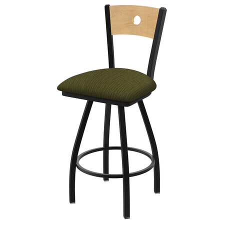 Holland Bar Stool Co 36" Swivel Counter Stool, Nickel Finish, Nat Back, Graph Parrot Seat 83036BWNatMplB015